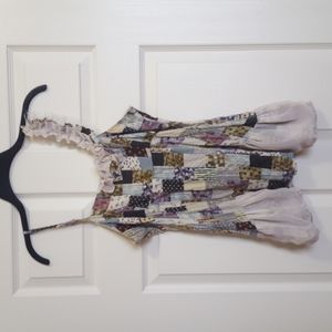 Cute patchwork top size M one sleeve lace